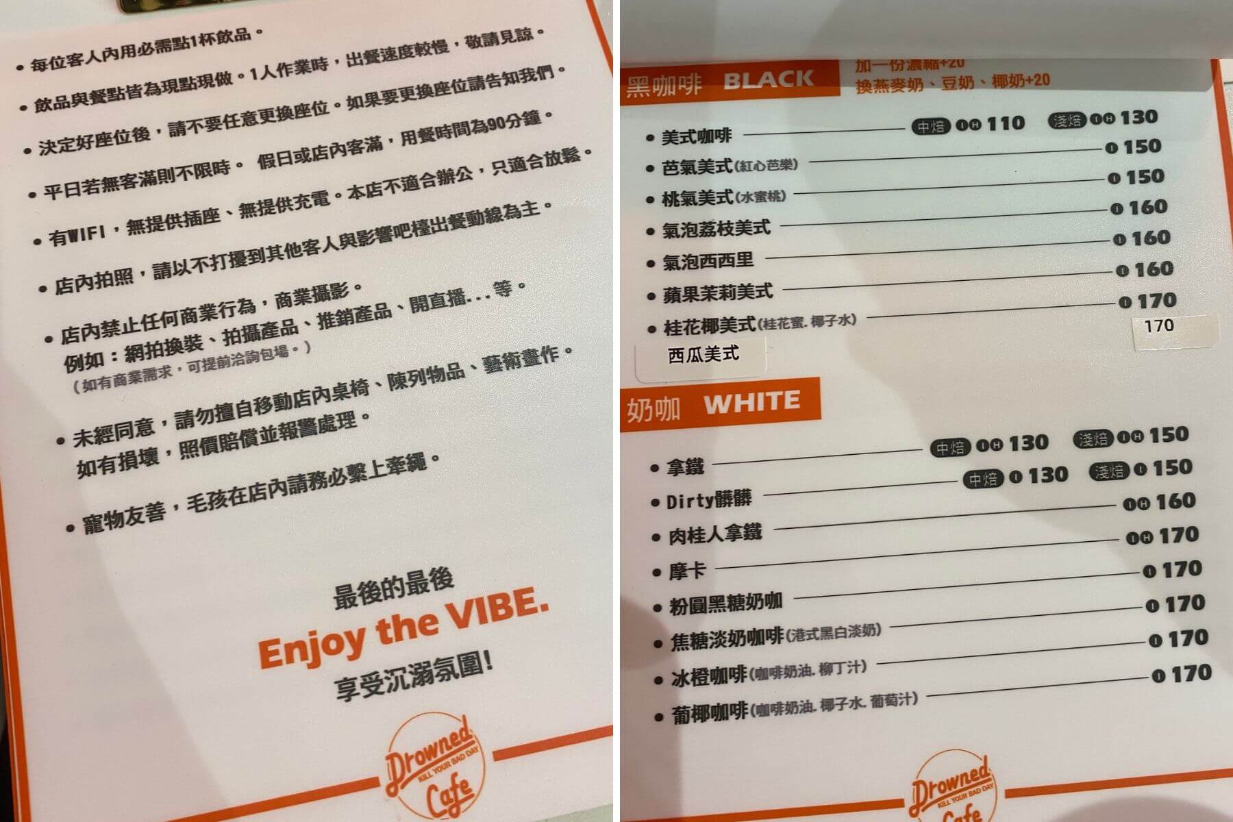 台中北屯Drowned Cafe沉溺咖啡的評價與菜單圖片04