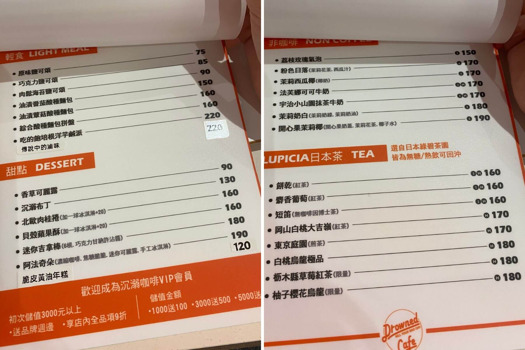 台中北屯Drowned Cafe沉溺咖啡的評價與菜單圖片05