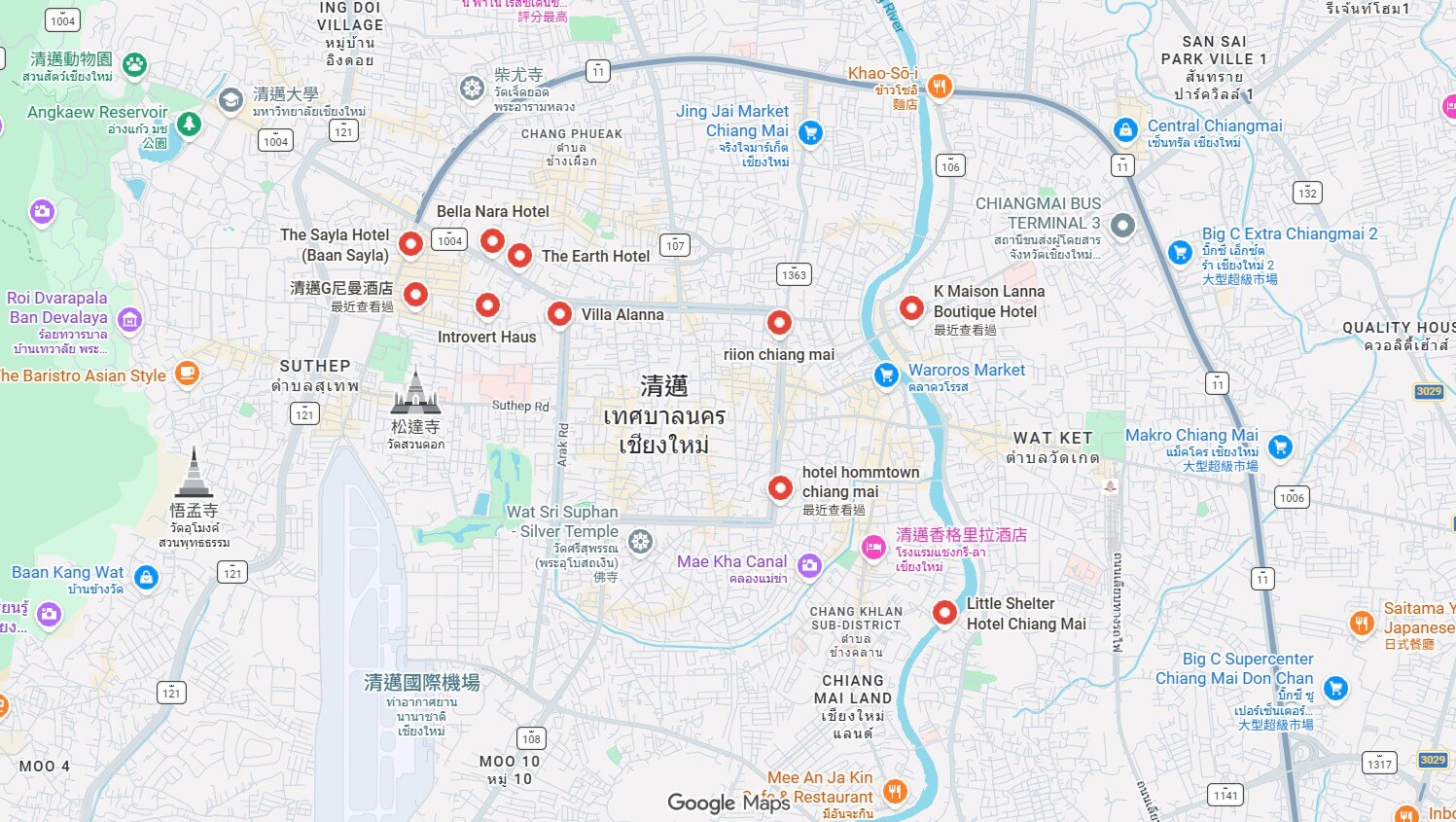 清邁住宿地圖一覽表01