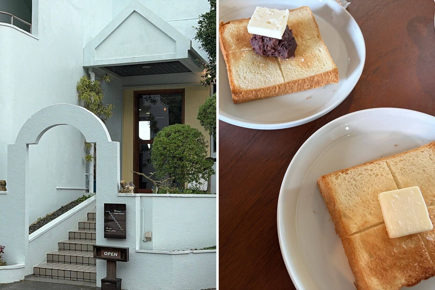宮古島美食地圖#12：Ningin Coffee店門口停車位置與餐點實際圖片